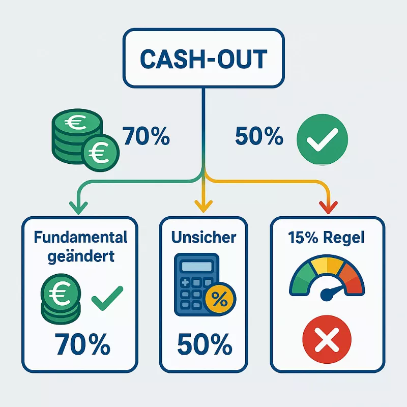 Cash-Out Strategie bei Live-Wetten - Entscheidungsbaum für optimale Auszahlung während des Spiels