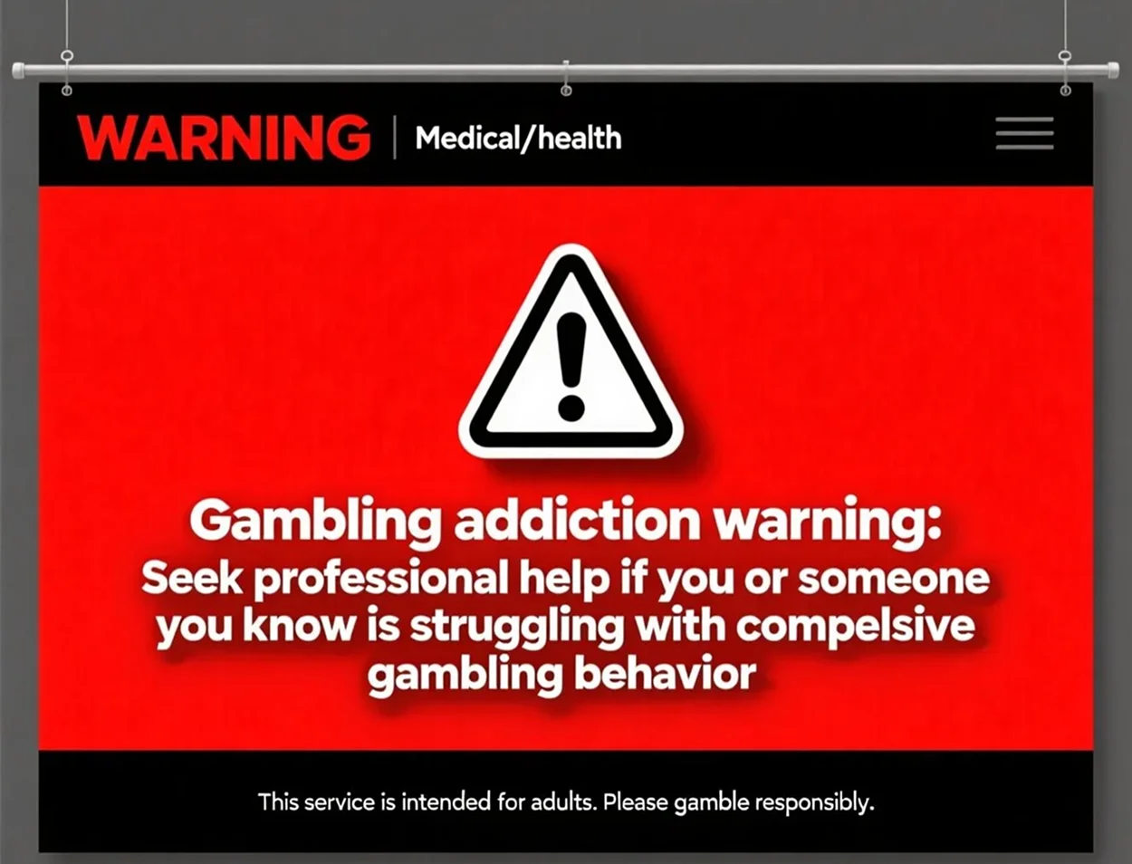 Spielsucht Warnung Banner