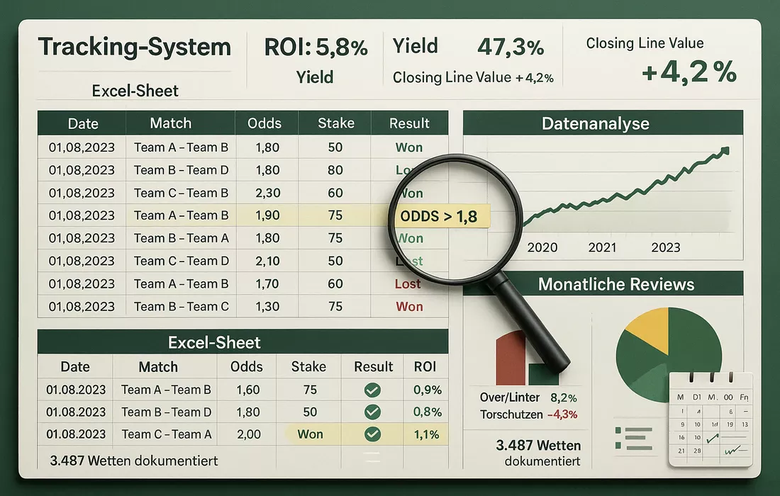 Wetten Tracking und Analytics - Excel Datenanalyse, ROI und Closing Line Value für erfolgreiche Wettstrategie